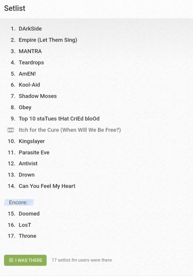 ArgentinaBmth's tweet image. Setlist 14 de Junio en el festival Rock for People
#nexgen #bmth