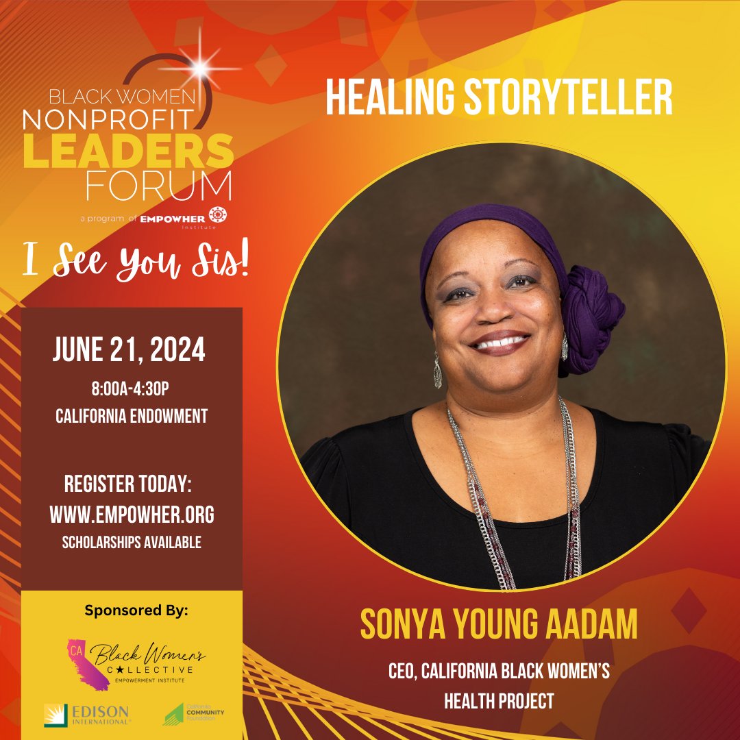 California Black Women's Health Project (CABWHP) (@cabwhp) on Twitter photo Community, don't miss this empowering event!
We are so excited to join the EmpowHer Institute to uplift and center Black women nonprofit leaders at the Black Women Non-Profit Leaders Forum! Get your tickets today: empowher.org/black-womens-n… Community, don't miss this empowering event!
We are so excited to join the EmpowHer Institute to uplift and center Black women nonprofit leaders at the Black Women Non-Profit Leaders Forum! Get your tickets today: empowher.org/black-womens-n…
