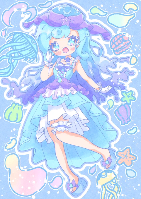 アクアマリン#創作#創作イラスト 