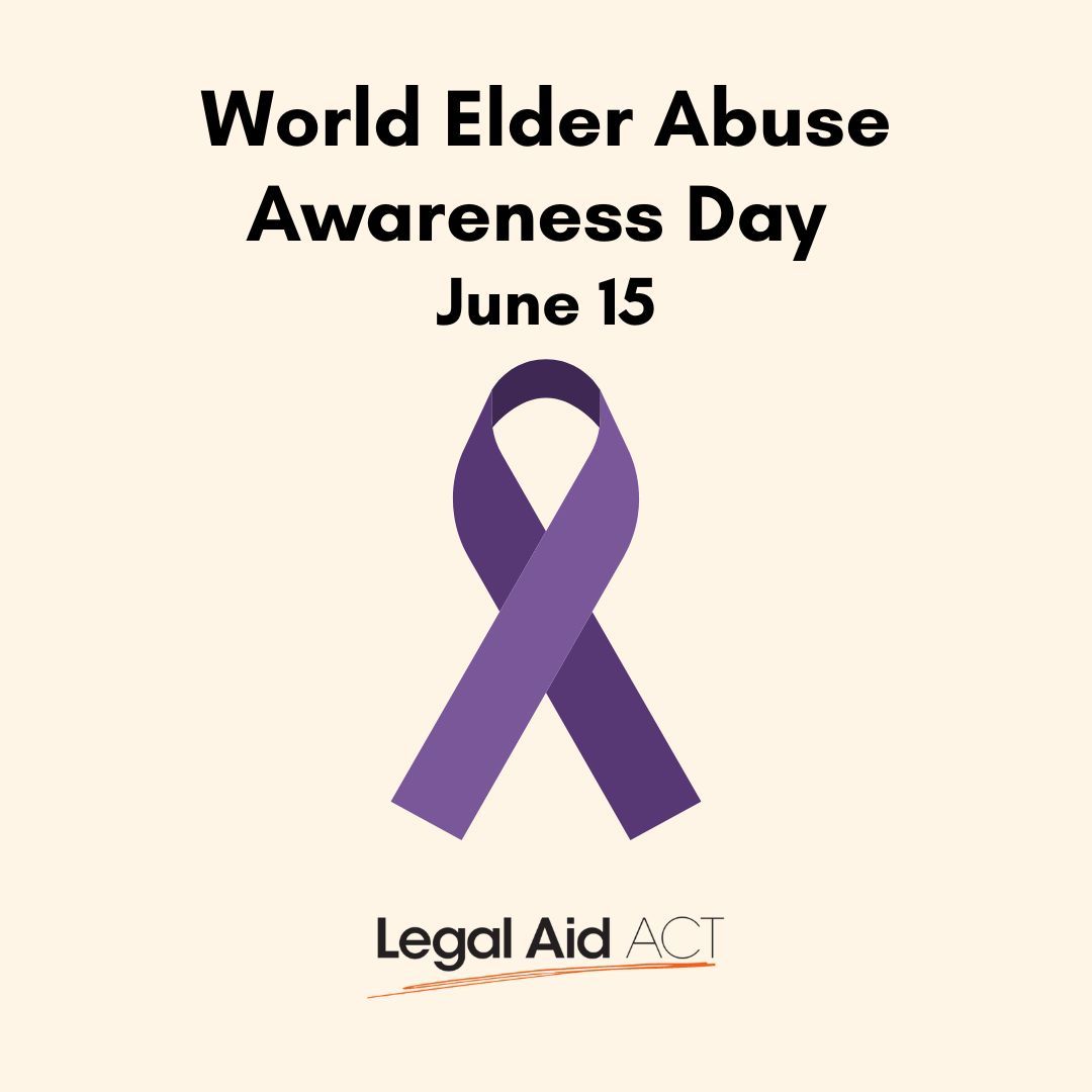 YLCACT's tweet image. Today is World Elder Abuse Awareness Day.
If you think someone you know is facing elder abuse, @LegalAidACT can help. 
Anyone facing elder abuse can seek help via the National Elder Abuse Hotline on 1800 353 374