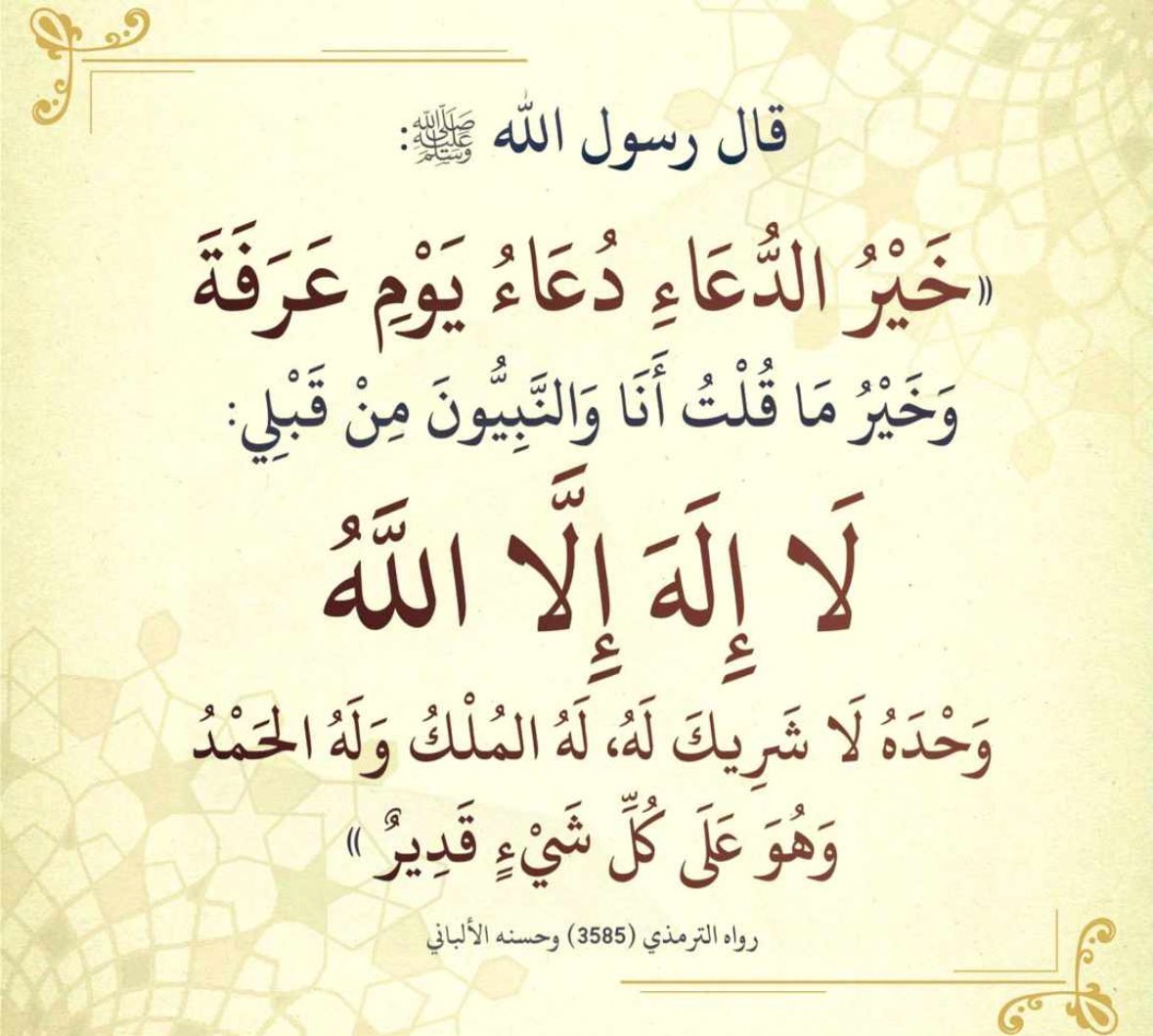 لا إله إلا الله وحده لا شريك له، له الملك وله الحمد وهو على كل شيء قدير
#يوم_عرفة