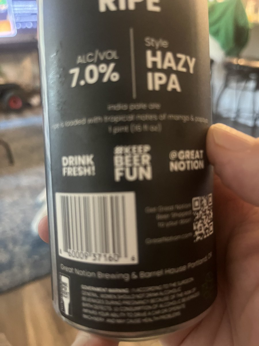 MikeSlomba's tweet photo. Really Wish I was drinking some Tree House Green watching the Celtics game but I guess this gas station beer Ripe Hazy IPA from Great Notion will have to do๐ Itโs DELICIOUS ๐ ๐ฆง๐ป๐๐ #keepbeerfun https://t.co/aTd7pVM9Au