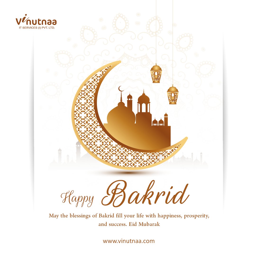 Happy Bakrid from Vinutnaa! May this auspicious occasion fill your life with joy, peace, &amp; prosperity. Wishing you and your loved ones a blessed Eid al-Adha!
#EidAlAdha #Bakrid #EidMubarak #HappyEid #EidCelebration #EidVibes #EidFestivities #EidBlessings #EidFeast #Eid2024 #Eid