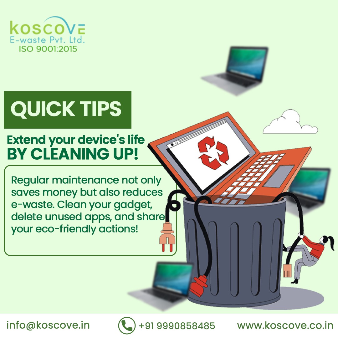 EKoscove's tweet image. 🌿 Quick Tips to Extend Your Device's Life! 🌿
Regular maintenance not only saves you money but also helps reduce e-waste. Clean your gadget, delete unused apps, and share your eco-friendly actions! 

📞 +91 9990858485
📧 info@koscove.in
🌐 koscove.co.in

#Koscove