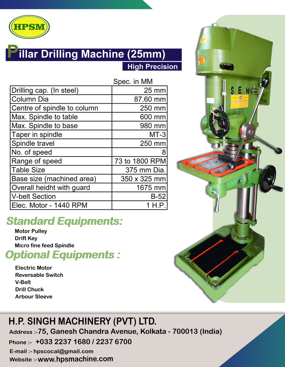 hpsmpvtltd's tweet image. "Upgrade Your Workshop with Our 25mm High Precision Pillar Drill Machine!"
For More Information:-
Visit : hpsmachines.com hpsinghmachinery.com
E-mail - hpscocal@gmail.com
Call :-  098303 50773
#25mmpillardrillmachine #pillardrill #drillingmachine #hpsinghmachinery