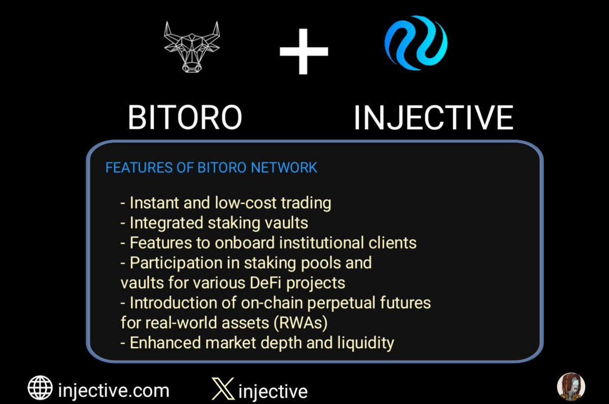 sensei_w3's tweet photo. Good news @injective has partnered @Bitoro_HQ
 This revolutionary platform unifies the fragmented #DeFi market, offering optimal prices, fees, liquidity, and incentives. #BitoroNetwork https://t.co/GDyBVJDTWr