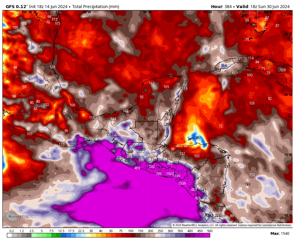 WeatherProf's tweet photo. 50" of rain in Nicaragua, Honduras, Guatemala, El Sal? It's possible. Thru 10 days the Euro has 30". The GFS thru 15 days has up to 55".
This is caused by a persistent Central American Gyre with added lift from a favorable climate oscillation (MJO). Danergous situation unfolding. https://t.co/5HuL6xKHJO