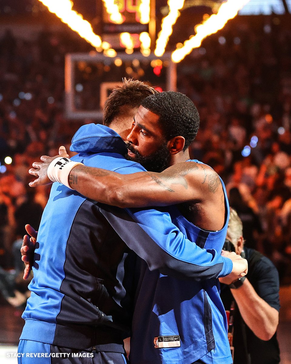 ESPNNBA's tweet photo. Points in the first half:

🤝: Luka &amp; Kyrie: 36
🍀: Boston Celtics: 35 https://t.co/Xcf9AGjiF0