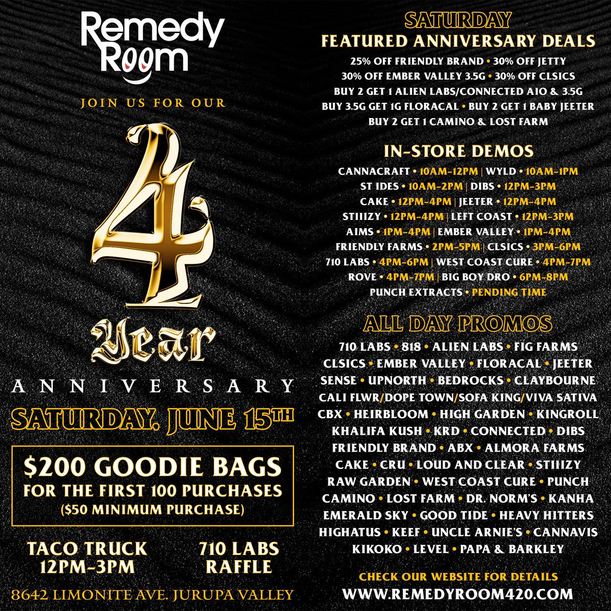 RemedyRoom420's tweet photo. 4 years of great vibes and even better smoke , Don’t forget to come celebrate with us 🥳😶‍🌫️🍃 https://t.co/LhmJ2rsDyp