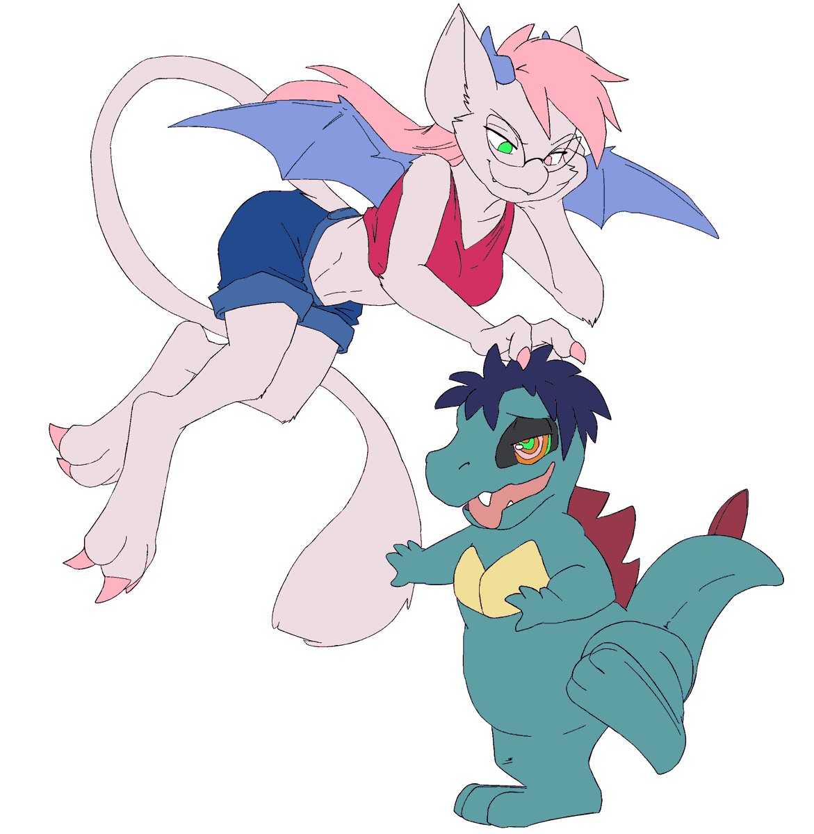 Corrupted Mew Remy strikes again!  Converting Kyrio into a pokemon and... perhaps making sure he enjoys it?

Art by <a href="/kyrio5/">kyrio.bsky.social</a>
I cleaned and colored.