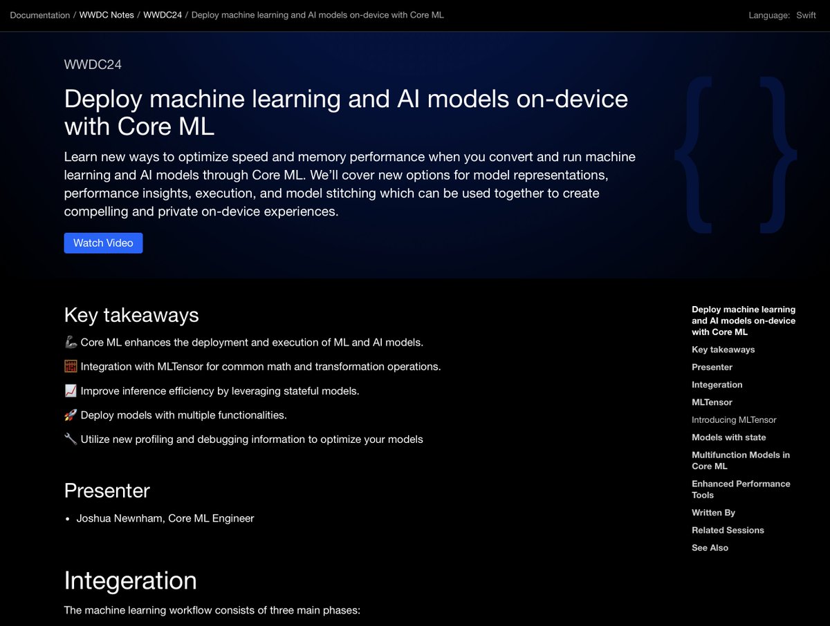 WWDC Notes (@wwdcnotes) on Twitter photo New note provided by <a href="/iosDev_ramit/">Ramit Sharma</a> for #WWDC24 session "Deploy machine learning and AI models on-device with Core ML". 📝
Check it out: 👇👇👇
wwdcnotes.github.io/WWDCNotes/docu… New note provided by <a href="/iosDev_ramit/">Ramit Sharma</a> for #WWDC24 session "Deploy machine learning and AI models on-device with Core ML". 📝
Check it out: 👇👇👇
wwdcnotes.github.io/WWDCNotes/docu…