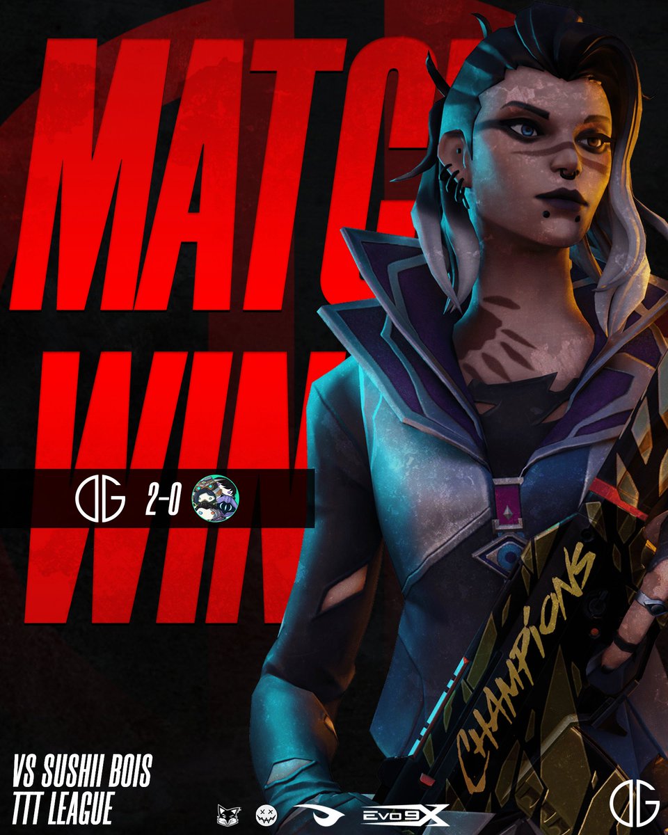 oG Valorant took the win 2-0 tonight against <a href="/Sushi_bois/">Sushi Bois</a> (13-7 and 13-5) GGs to them, a fun series overall 💪💪

@TitansOfTier3 
<a href="/Sushi_bois/">Sushi Bois</a> 

@kair0zin 
@blzeflex 
<a href="/zorientalval/">100T zoriental</a> 
<a href="/spyderlose/">spyder</a> 
<a href="/Fluid483/">fluid_val</a>