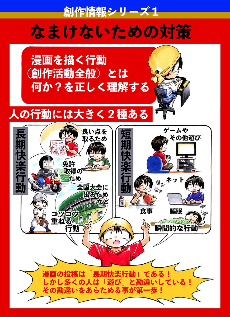 【漫画を描く事が何よりも好きでなければ漫画家にはなれない、というのは間違い】(3/3)
遊びと漫画を描くことをごっちゃに考えてる人は考えを改めましょう
色んなとこでギャップが生まれ、しょっちゅう立ち止まることになります
#漫画の赤本