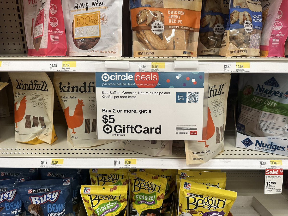 Meessak's tweet photo. @Target is the worst about honoring their sale signs. Why did I buy dog treats that were listed behind the sale sign for the store to say they don’t qualify but the sign never said select or anything. Target has become just like Walmart not caring about fixing their mistakes. https://t.co/KjKUukdnzG