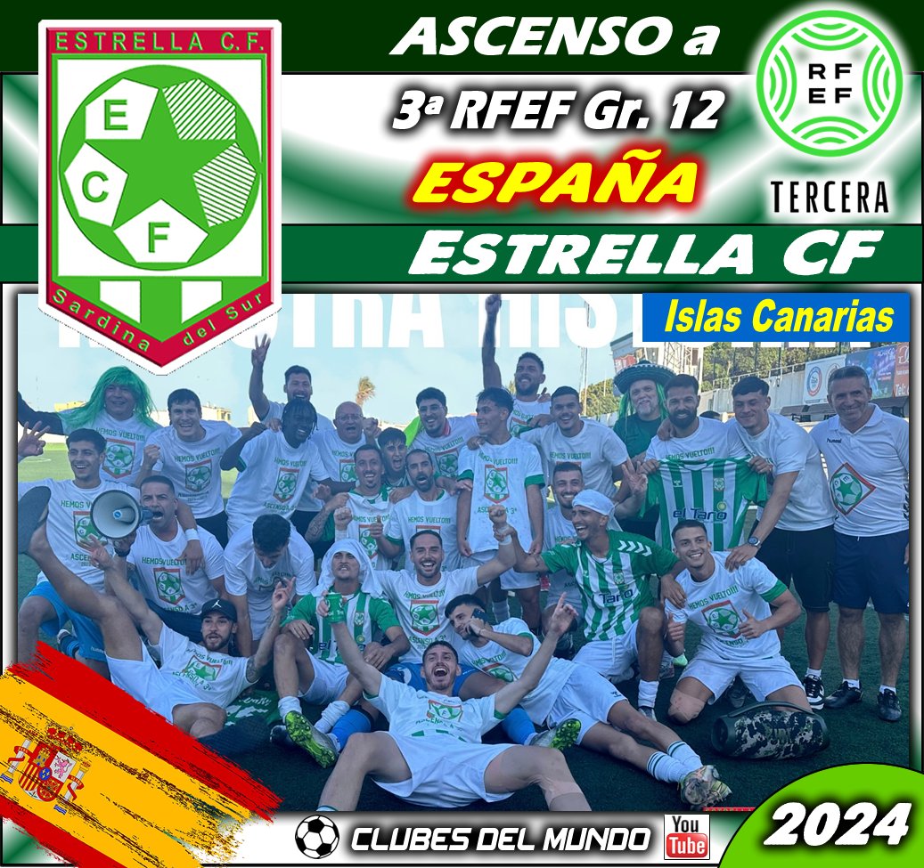 ClubsDelMundo's tweet photo. Solo un año después, el ESTRELLA CF regresa al Gr.12 de la TERCERA FEDERACIÓN ESPAÑOLA. Enhorabuena al conjunto canario.
#EstrellaCF #SantaLuciaDeTirajana #Canarias #IslasCanarias #TerceraFederacion #TerceraRFEF #RFEF3
@EstrellaCF https://t.co/F6A29j1FoL