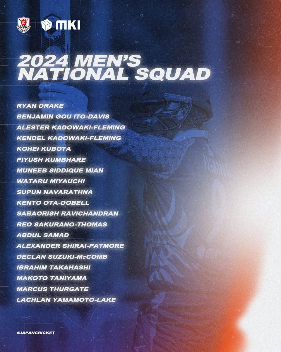 Announcement 📣

2024年、男子日本代表強化選手団を発表！

Introducing the Men’s Japan National Squad for 2024 🎌

<a href="/mki_press/">三井情報</a>｜#japancricket #クリケット #日本代表