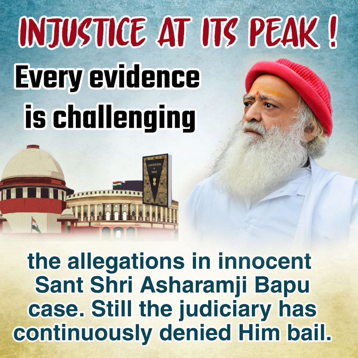 <a href="/AzaadBharatOrg/">AzaadBharat Official</a> In case of Sant Shri Asharamji Bapu Injustice at Peak .In the largest democratic country,the government is suppressing democratic values by ignoring the demand for justice of crores of people even though they are innocent will be in jail.
#आखिर_कब_तक 
When will we get justice ❓
