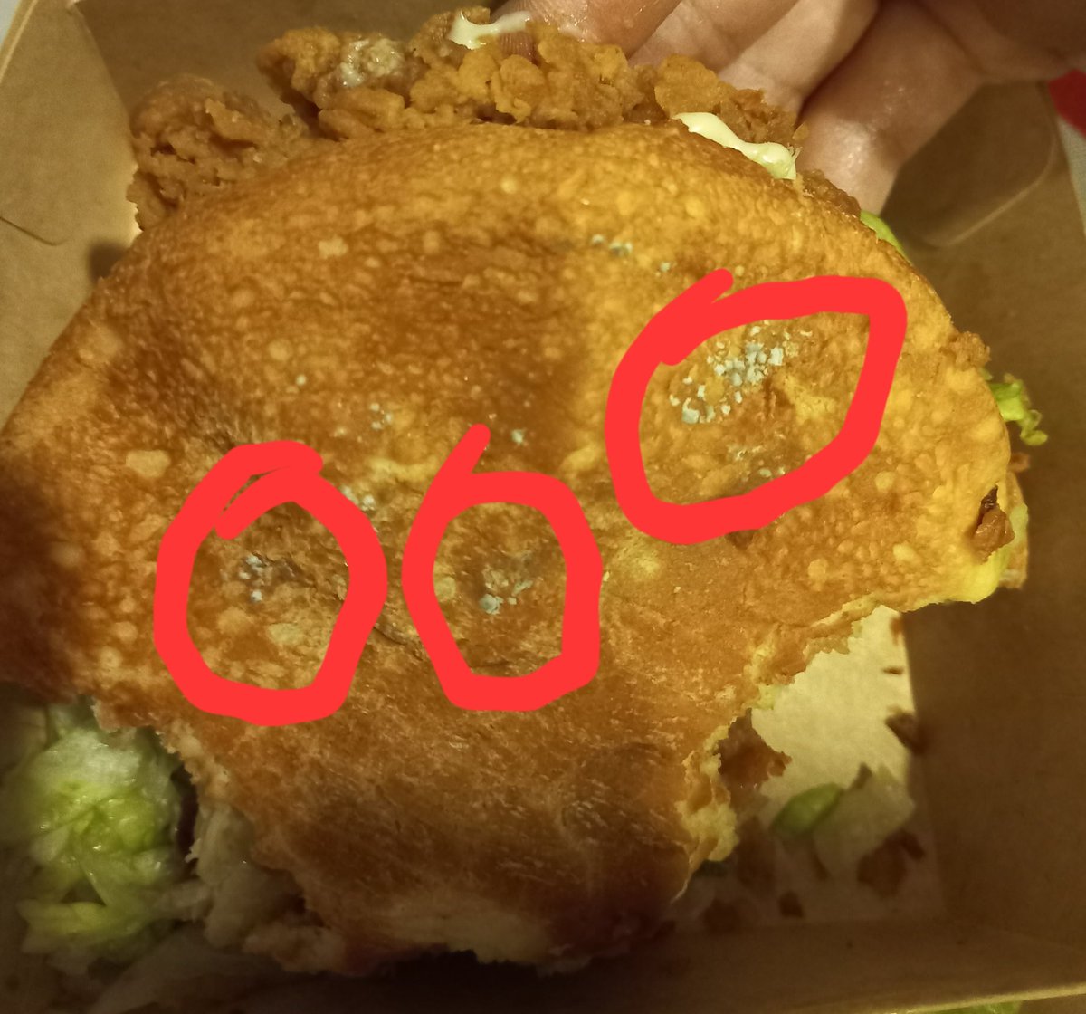 estegarb's tweet photo. Sr @McDonaldsCol pedimos por Rappi una hamburguesa en la sucursal Montería y llegó  con esto, serán hongos? https://t.co/k75rWtIncr