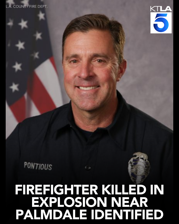 KTLA's tweet photo. Officials have identified the firefighter who was killed in an explosion while battling a fire near Palmdale.
Details: https://t.co/7cINRXqpWE https://t.co/973ZcoWZWv