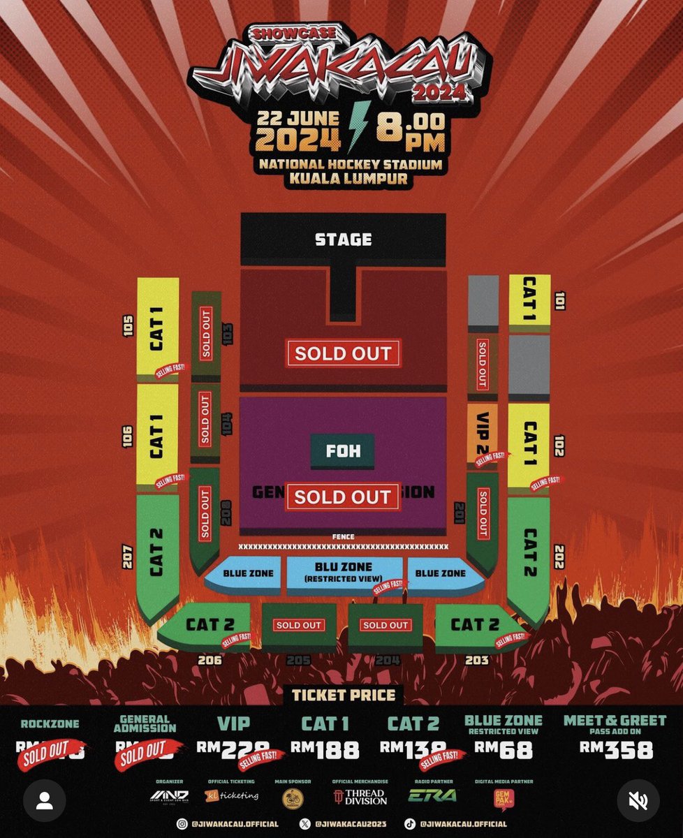 WTS
❗️❗️1 TICKET 🎟️❗️❗️
JIWA KACAU 2024
GENERAL ADMISSION 
date: 22 June 2024
Time: 8:00 p.m.
location: National Hockey Stadium Kuala Lumpur 

-srs buyer only 
-harga ticket pm dulu nanti kita ejas 
#jiwakacau2024