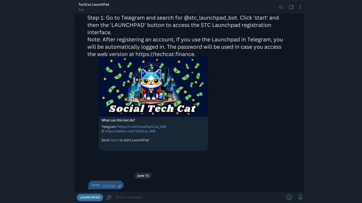 TechCat_ARB's tweet photo. 🚨 ATTENTION 🚨

The TechCat Launchpad is NOW LIVE and you do NOT want to miss this! 🔥

Follow these super simple steps to get started:

1. Head to Telegram and search for @stc_launchpad_bot
2. Click 'start' and then the 'LAUNCHPAD' button to access the registration interface
3. Create your STC Launchpad account - your Telegram login will automatically authenticate you
That's it! Once registered, you can access the Launchpad through the Telegram bot or the web version at https://t.co/CMkUISszeV.

The Launchpad is packed with upcoming high-potential projects, juicy staking opportunities, and exclusive access for OGs and KOLs. 🤑

Don't sleep on this - join the TechCat community and start exploring the Launchpad RIGHT NOW! 💥

#TechCatLaunchpad #DeFiGems #CryptoLaunch #OppportunityAlert