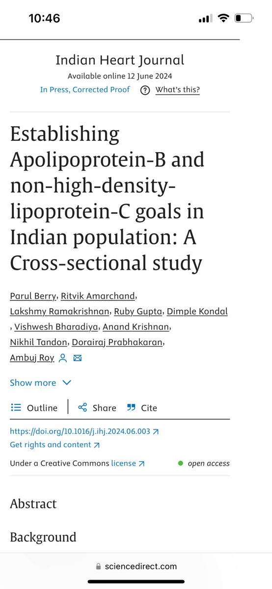 Delighted to share our new publication: 'Establishing Apolipoprotein-B and non-high-density-lipoprotein-C goals in the Indian population: A Cross-sectional study'. 📘🇮🇳 #Research #Cardiology 

Grateful to Dr.Ambuj Roy for his invaluable mentorship!

doi.org/10.1016/j.ihj.…