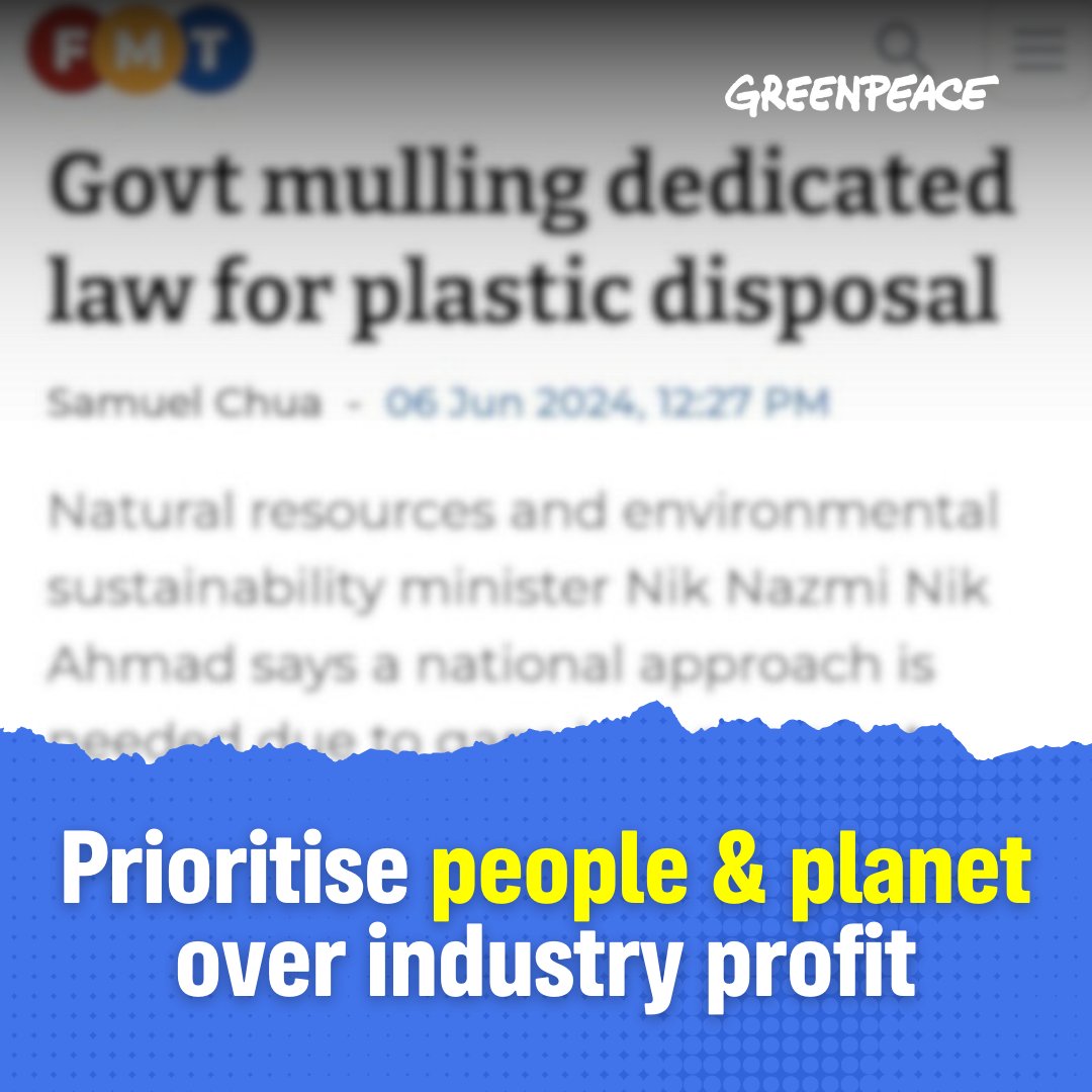 Kudos to Malaysia for tackling plastic pollution with new laws! 👏

This #WorldRefillDay, let's champion a global shift towards refill &amp; reuse systems over single-use plastics. The time for action is now! 💪💚

Learn more: greenpeace.org/malaysia/press…

#Refill #Reuse #PlasticsTreaty
