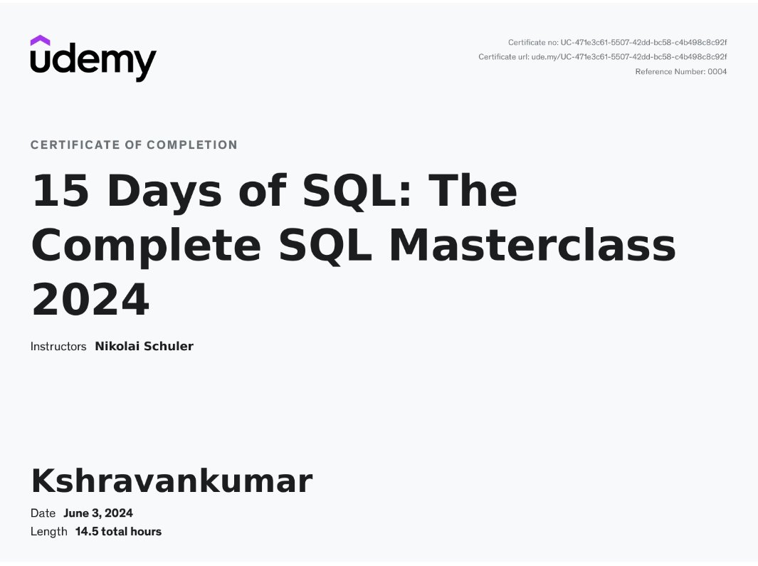 kshrava28921712's tweet photo. Excited to announce that I've earned my SQL certification! Ready to harness the power of data to drive meaningful insights and solutions.
#SQLCertified #DataDriven #TechJourney #ContinuousLearning #jobseeker https://t.co/EV98ZFhZll