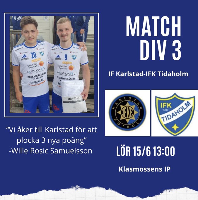 Idag åker vi till Karlstad 🚌 
Avspark 13:00⚽️ 
Heja IFK 💙🤍