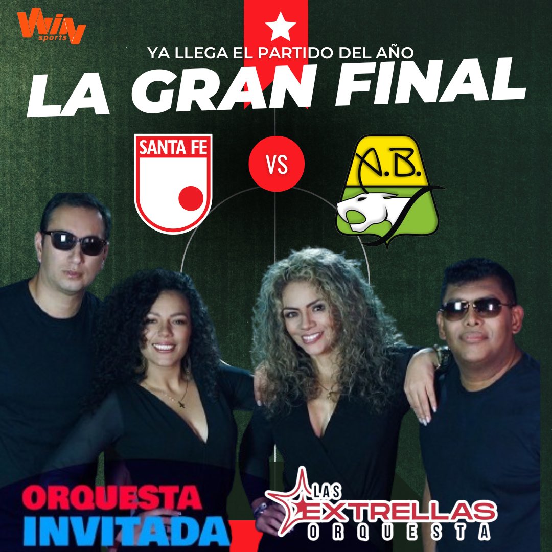 fanslasextrella's tweet photo. La final del fútbol colombiano se vive con lo mejor de música tropical @lasextrellas  en el partido @SantaFe  VS @ABucaramanga  en directo por @WinSportsTV https://t.co/J15mBc45Li