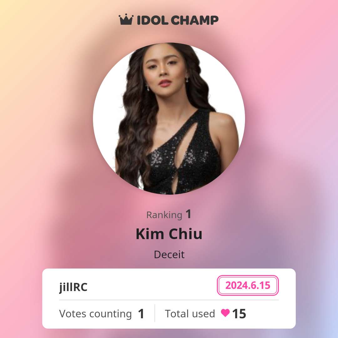 Di q talaga tinantanan hanggat di q nacacast ung vote q for <a href="/prinsesachinita/">kim chiu</a>,,next nman si <a href="/mepauloavelino/">PAULO</a>,, hayy, #KimPau
tinyurl.com/26xntzdv
2024.6.15 10:00 ~ 2024.7.14 23:59 
 SDA Outstanding Asian Star - Philippines
We voted for Kim Chiu(Deceit) 1 times on IDOLCHAMP!