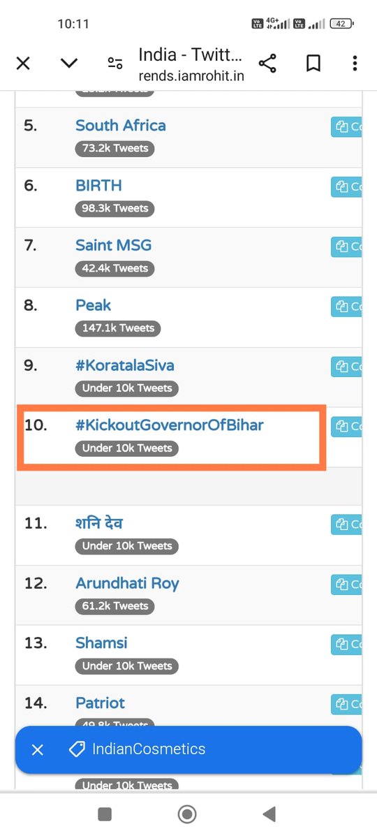 Trend मगर जानबूझकर @twitterindia द्वारा hide किया है। 
#KickoutGovernorOfBihar
