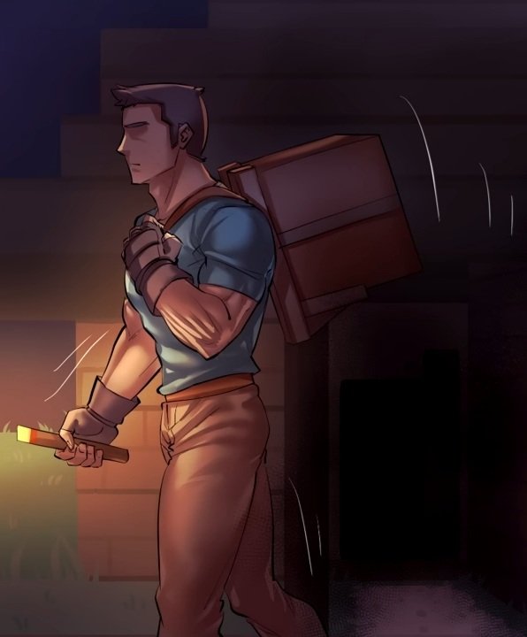 UndyingCrafter's tweet photo. ⠀⠀  

⠀⠀  𝐶𝑟𝑎𝑐𝑘
𝐶𝑟𝑎𝑐𝑘⠀⠀  
⠀⠀  𝐶𝑟𝑎𝑐𝑘⠀⠀

The steps of Steve cracked on the gravel.  

⠀⠀  It seems the builder has returned from a hard few days of being in the mines. Though, the haul from mining there for so long was worth it. ⠀⠀  

⠀⠀ https://t.co/IDYtged15W