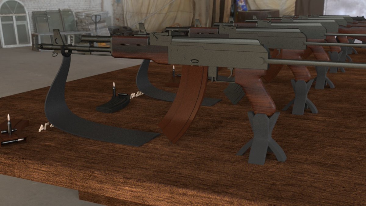 anfalproduction's tweet image. Check out our detailed 3D render of Kalashnikov rifles, showcasing their iconic design and reliability. #3DModeling #Kalashnikov #FirearmDesign #AnfalProductions #3dsMax #CoronaRenderer