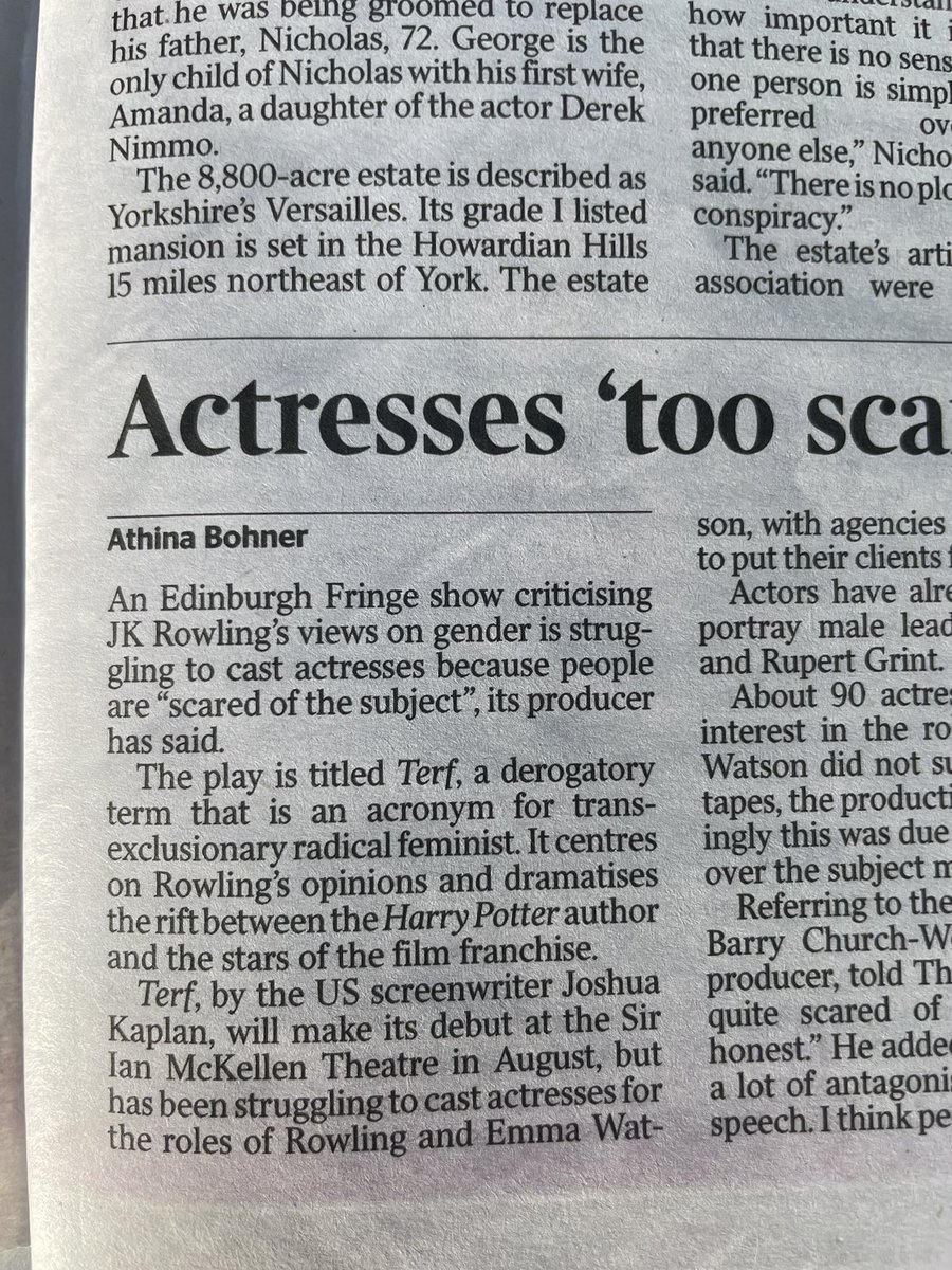 CatrionaStewart's tweet photo. Just settling down to read the papers ahead of the @SkyNews press preview this morning, open @thetimes and the first thing I see is my @WIJ_Scotland mentee @AthinaBohner’s byline on P3. What an auspicious start and what a gal. https://t.co/5aRO3B4Ttm