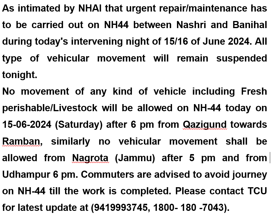 J&K Traffic Police tweet media