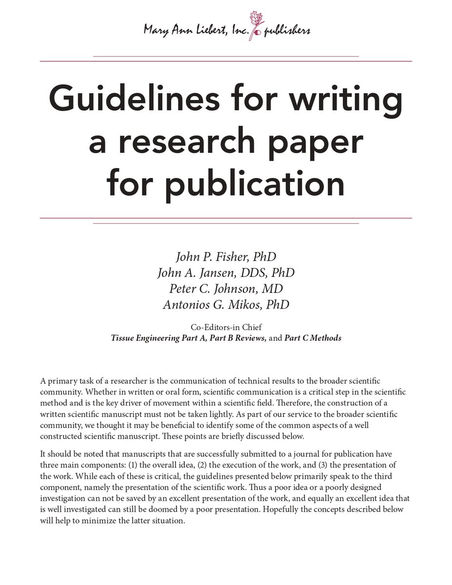 ScholarshipfPhd's tweet image. Guidelines for writing a research paper for publication (1/5)