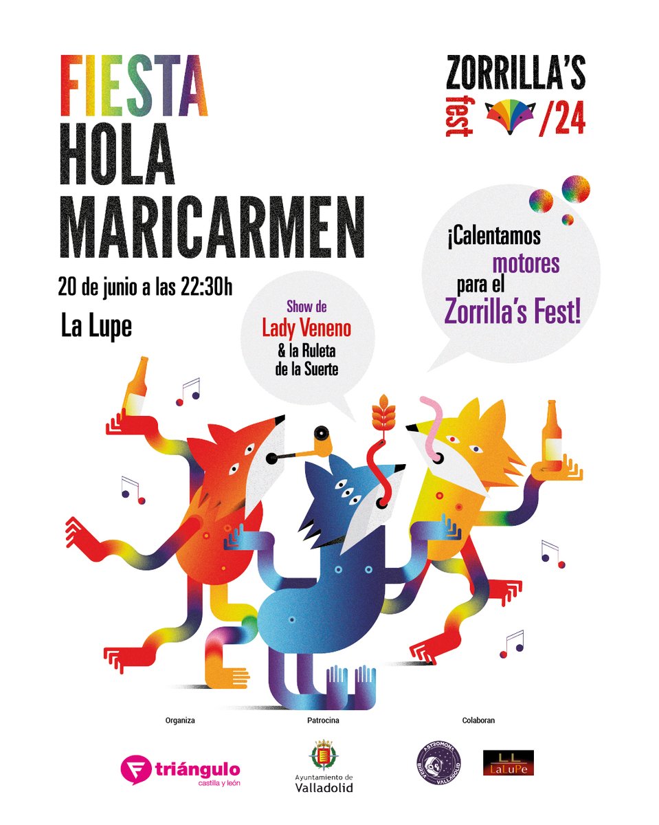 'Hola Maricarmen' es la fiesta pre #ZorrillasFest2024 que celebramos en <a href="/Lalupebarpucela/">Lalupe BarValladolid</a>. Calentamos motores con el show de @lady_veneno y la ruleta de la suerte. Nos vemos a partir de las 22:30 👇👇👇