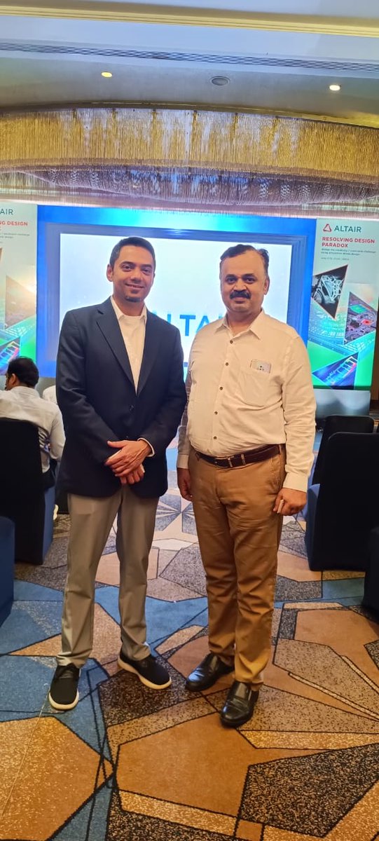dailycadcam's tweet image. Nice meeting Warren Dias, Director of Global Business Development at Altair, during the "Resolving Design Paradox" conference in Pune. #Altair #SimulationDrivenDesign #Innovation #ProductDevelopment #SimSolid #Inspire #onlyforward #India
