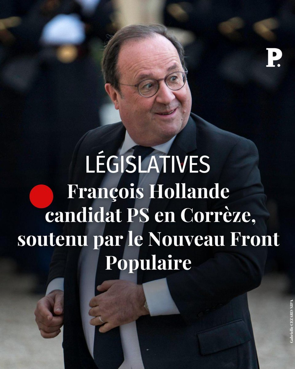LePoint's tweet photo. 🗳️#LegislativesAnticipées  
François Hollande se présente en Corrèze, soutenu par le #nouveaufrontpopulaire

⤵️ https://t.co/SXJ8tiRxob https://t.co/oGy1jYZD2Y