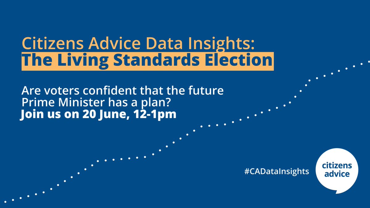 💬 “What about living standards?”

This is the number one issue for voters this election. But will the next government have a clear plan to tackle this?

Join <a href="/CitizensAdvice/">CitizensAdvice</a> next #CADataInsights event to hear more ⬇️
bit.ly/3XEKGxt

#Havering #Romford #GeneralElection