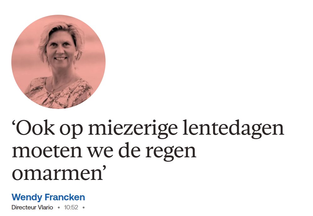 💦Lees hier het opiniestuk van onze directeur <a href="/WendyFrancken2/">Wendy Francken</a>  dat vandaag in <a href="/Knack/">Knack</a> is verschenen: ‘Ook op miezerige lentedagen moeten we de regen omarmen’ knack.be/nieuws/milieu/…