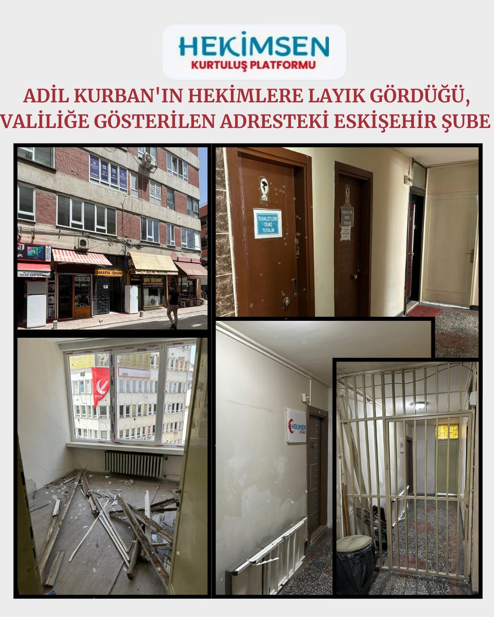 İhtiyati tedbir kararı konularak açılmış Eskişehir Bilecik Kütahya Afyon Şubemiz için, Eskişehir İl Valiliğine bildirilen, açtık denilen yeni  adresinin fotoğraflarını paylaşıyoruz.
Şube faaliyetleri için en az 40 yıllık bir işhanında 2 ayrı oda tutulmuş. Demir parmaklıkları