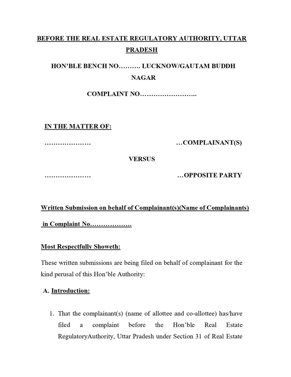 UPRERAofficial's tweet image. प्राधिकरण द्वारा शिकायतकर्ता के याचित अनुतोष तथा पीठ में हुई बहस के अनुसार अंतिम आदेश जारी करने के पूर्व शिकायतकर्ता द्वारा अपने वाद को बल देने के लिए लिखित बहस प्रस्तुत करने की व्यवस्था की गई है। यह एक ऐसा अभिनव प्रयास किया है जिसमें (1/2)
#UPRERA #writtensubmission #finalorder