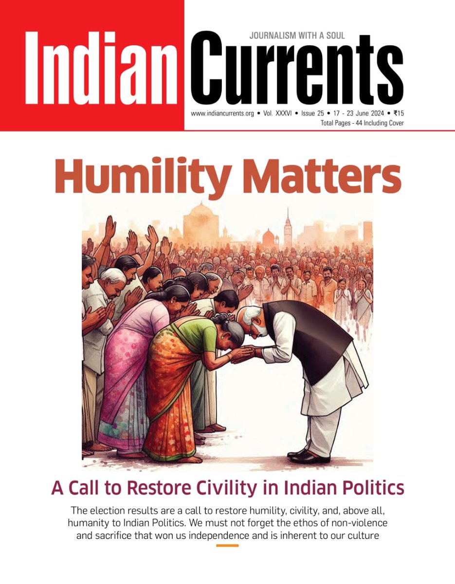 CurrentsIndian's tweet photo. The #election results are a call to restore #humility, #civility, and, above all, #humanity to #IndianPolitics. We must not forget the ethos of non-violence and sacrifice that won us independence and is inherent to our culture 

👉https://t.co/HxFiD713ad https://t.co/i0x5DHGvcO