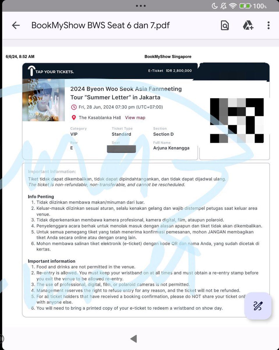 ilblit's tweet photo. WTS TICKET 🌸

BYEON WOO SEOK FAN MEETING IN JAKARTA: SUMMER LETTER

🌸1 Tiket 
🌸Row E ( agak depan )
🌸price : 3.9jt all proff
🌸dibantu penukaran tiket fisik 

wts wtb jastip jaswar bws wooseok
#ByeonWooSeok #byeonwooseokjakarta
wtt wtb tiket wts zonaba https://t.co/DqeN5lzYrc