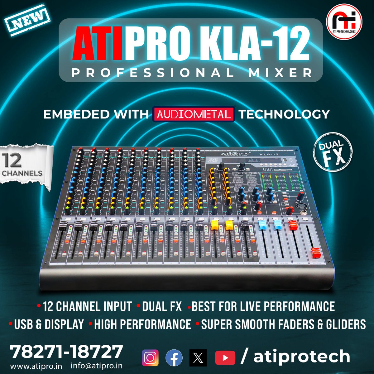 atiprotech's tweet photo. Wide Ranges of ATI Pro KLA Professional Mixers - Best For Live Performance with Smooth Faders &amp; Gliders 😍
#atiprotechnologies #kla12 #kla16 #kla24 #djmixer #livemixer #professionalmixer #12channelmixer
#16channelmixer #atimixer #24channelmixer #soundcontroller #sound https://t.co/lbOLwcubsk