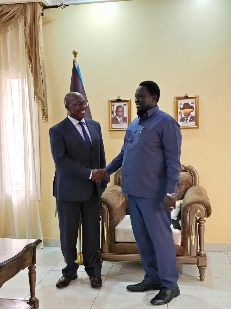 Comprehensive recent meeting between <a href="/RJMECsouthsudan/">RJMEC South Sudan</a> Chairperson Amb <a href="/MajGenGituai/">Amb.Maj Gen (rtd) Charles Tai Gituai</a> and H.E. Hussein Abdelbagi Akol, Vice President of the Republic of South Sudan, on all matters related to R-ARCSS: status, challenges, and prospects in this important year.