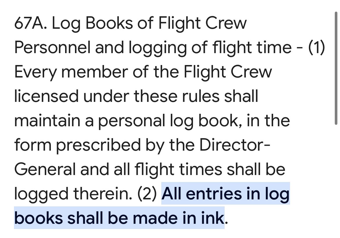 Griffin (@6esinger157593) on Twitter photo According to sources <a href="/DGCAIndia/">DGCA</a> plans to fine pilots 75K for not updating eGCA logbooks. But under which law is e-logging authorised? All logbook entries must be made in ink.A CAR/circular isn’t law. How did <a href="/dgca/">sharah siddiqui</a> bypass Parliament? <a href="/cabsect_india/">Cabinet Secretariat</a> <a href="/PMOIndia/">PMO India</a> <a href="/loksabhaspeaker/">Lok Sabha Speaker</a> According to sources <a href="/DGCAIndia/">DGCA</a> plans to fine pilots 75K for not updating eGCA logbooks. But under which law is e-logging authorised? All logbook entries must be made in ink.A CAR/circular isn’t law. How did <a href="/dgca/">sharah siddiqui</a> bypass Parliament? <a href="/cabsect_india/">Cabinet Secretariat</a> <a href="/PMOIndia/">PMO India</a> <a href="/loksabhaspeaker/">Lok Sabha Speaker</a>