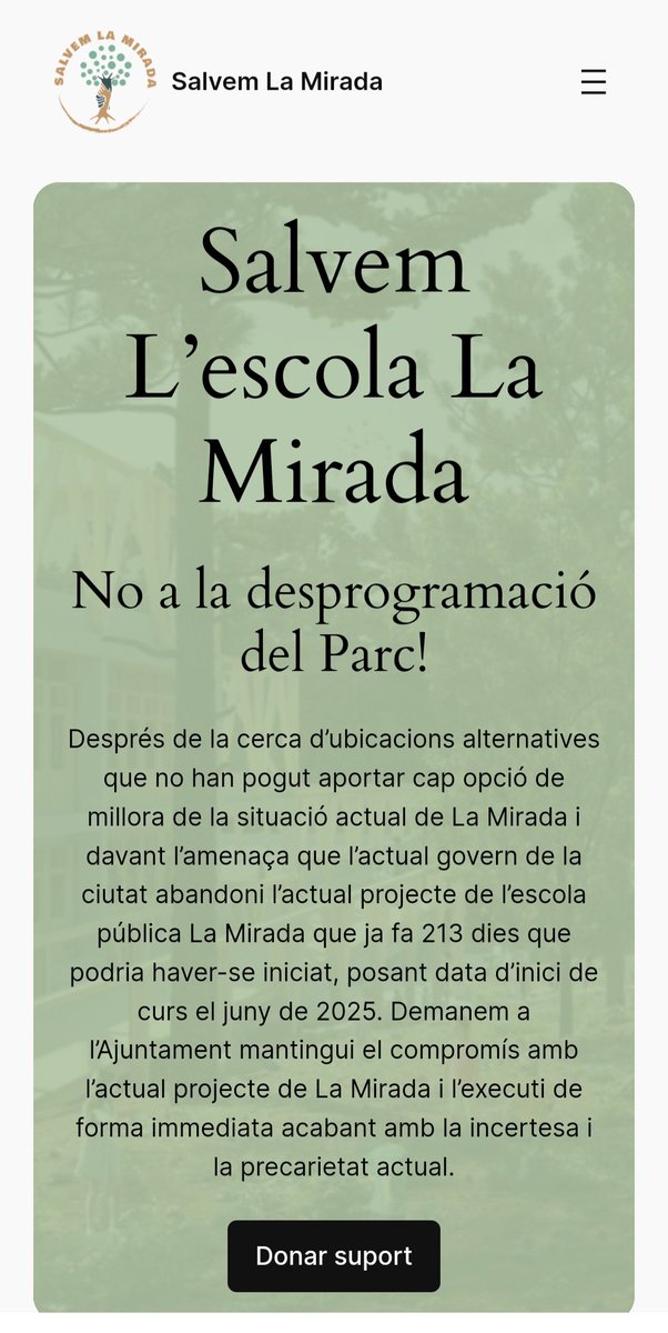SosLaMirada's tweet photo. L @AfaLaMirada ha iniciat una campanya per donar suport al projecte de lescola que  l'Ajuntament de Sant Cugat vol destruir. Per donar suport➡️https://t.co/OXluV4Deyj https://t.co/SLPODhWgis